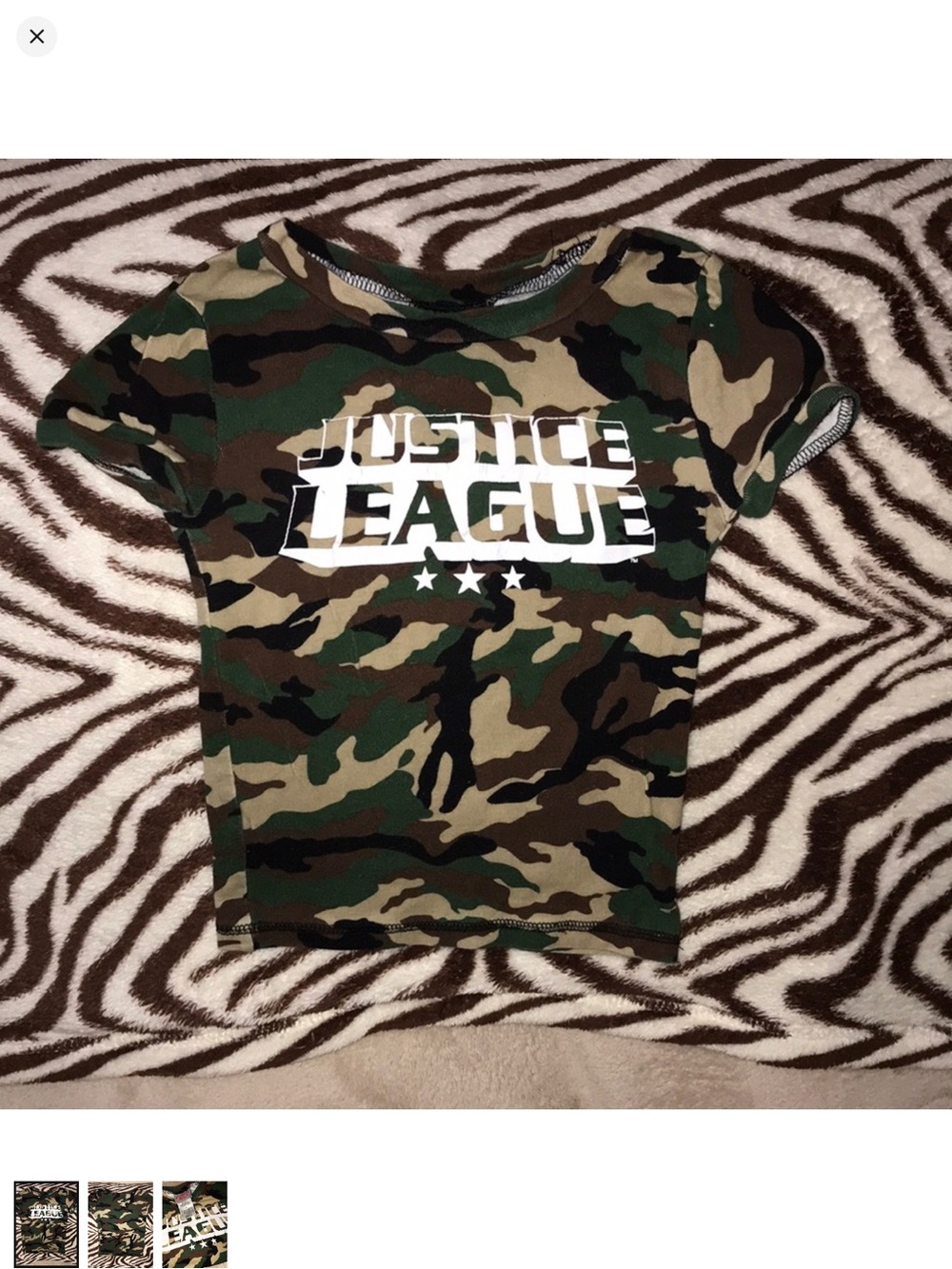 Justice league size 5 Kids Camo Short Sleeve Tee - Green brown